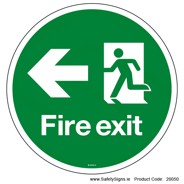 Fire Exit - Arrow Left - FloorSign (Circular)  - 20050