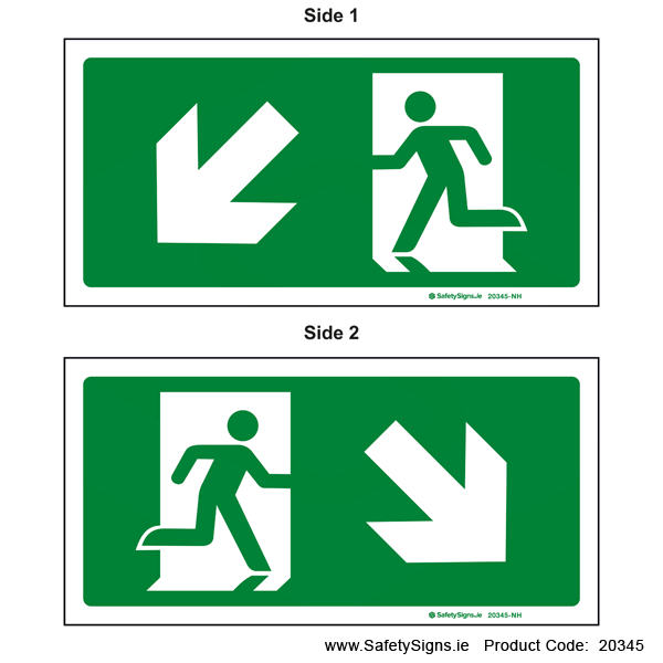 Emergency Exit SG106 Arrow Down Left or Right - Suspending - 20345