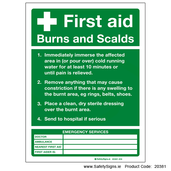 First Aid Burns and Scalds - 20381