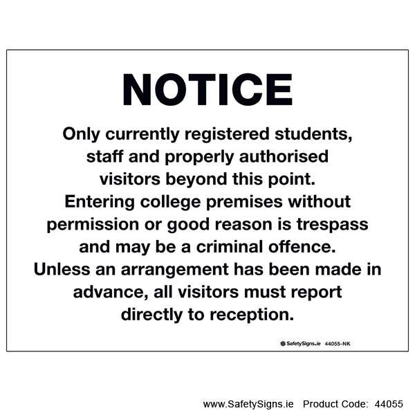 College Trespass Notice - 44055