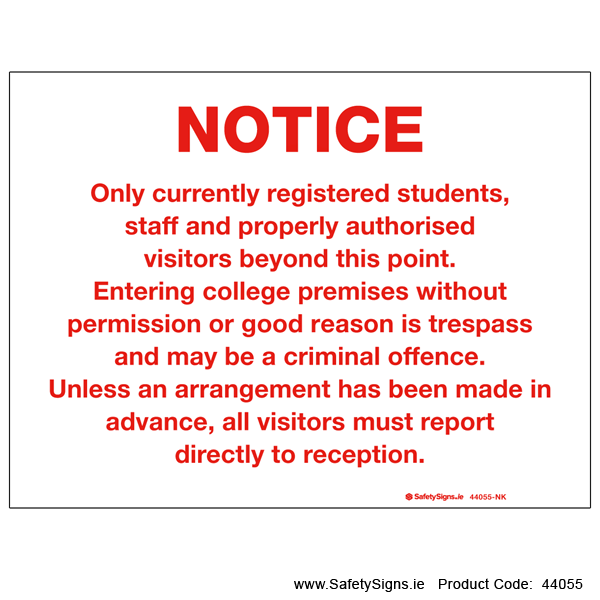 College Trespass Notice - 44055