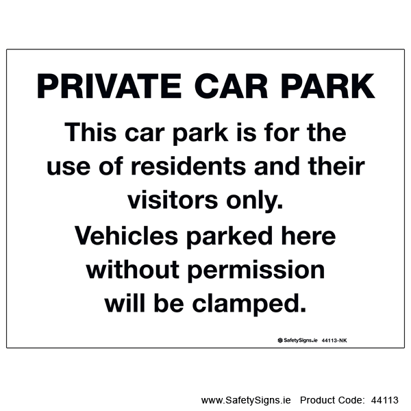 Car Park Disclaimer Notice - 44113