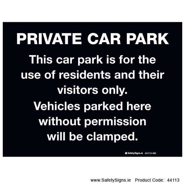 Car Park Disclaimer Notice - 44113