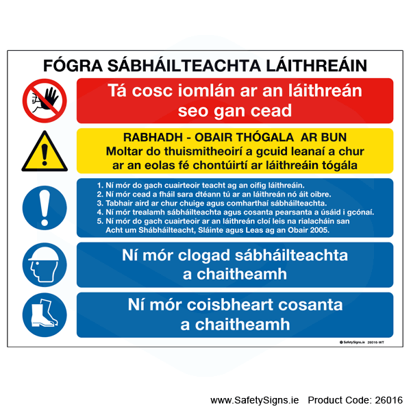 Irish language Safety Notice - 26016