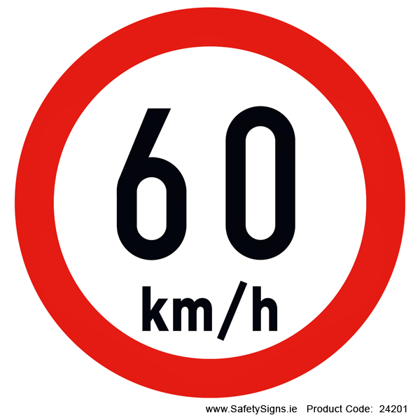 Regulatory Speed Limit - 60kmh - RUS042 (Circular) - 24201